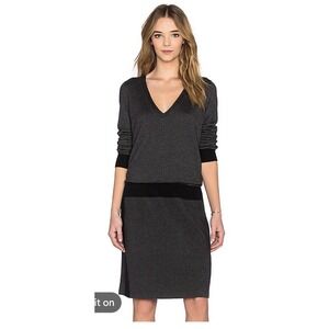 Bailey 44Gray & Black Allen Long Sleeve V-Neck Sweater Dress Size Medium